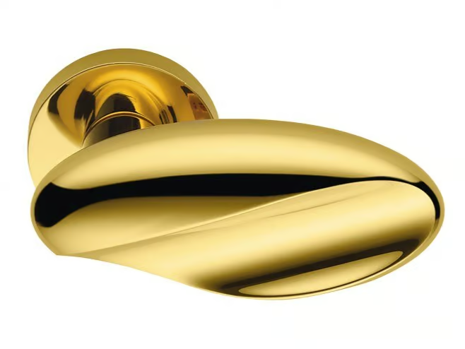 MOON BD 15 R-RY - Brass door handle on rose _ Colombo Design